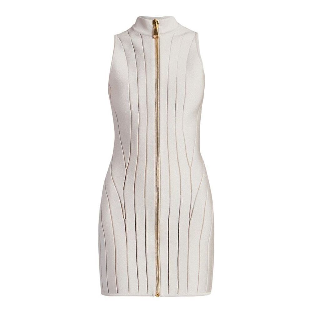 BALMAIN Sleeveless Zip Front Light Rose Minidress Size 10 (42) NWD - Picture 5 of 15